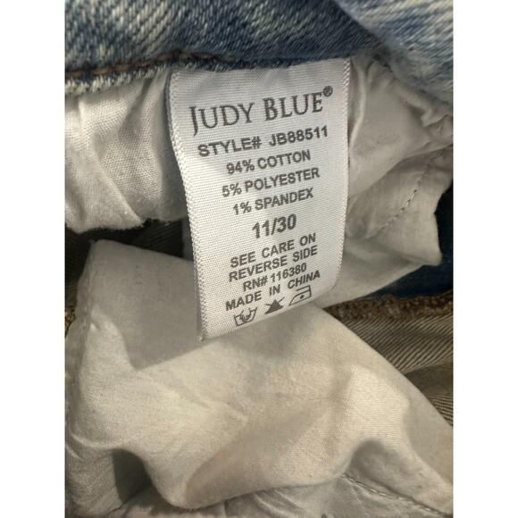 Judy Blue Adrian High Rise Straight Leg Jeans Distressed Slit Hem Size 11 30 - Picture 10 of 16